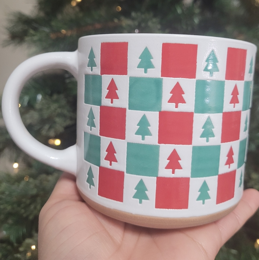Festive Christmas Red and Green Checkered Mug.